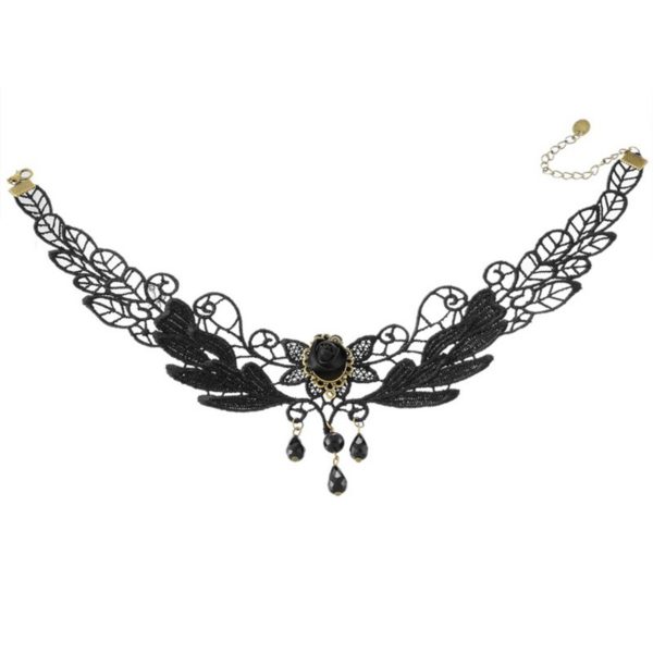 Siyah Gül Dantel Choker Kolye - Görsel 6