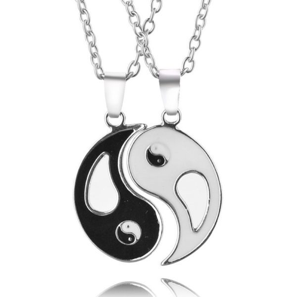 Yin Yang Siyah Beyaz Tai Chi Arkadaş Sevgili İkili Kolye