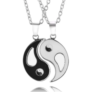 Yin Yang Siyah Beyaz Tai Chi Arkadaş Sevgili İkili Kolye