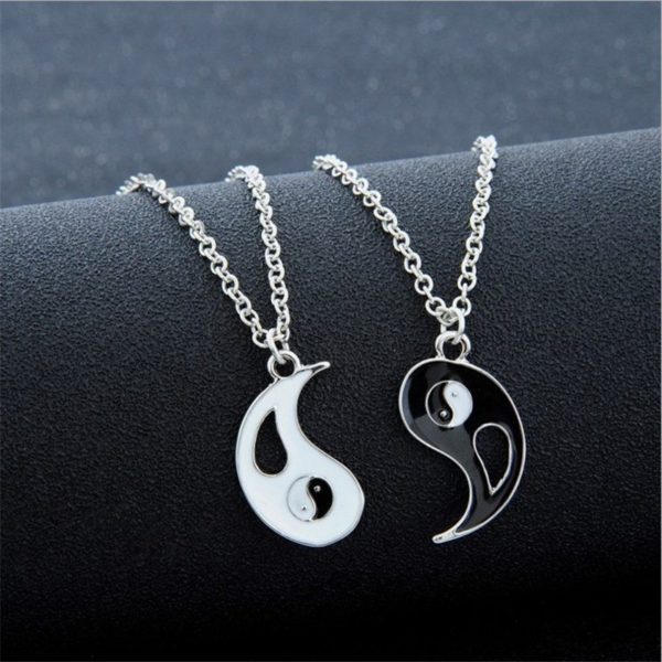 Yin Yang Siyah Beyaz Tai Chi Arkadaş Sevgili İkili Kolye - Görsel 3