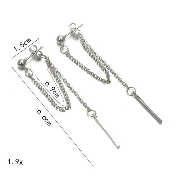 Kore Style Çift Sarkıt Küpe - Görsel 11