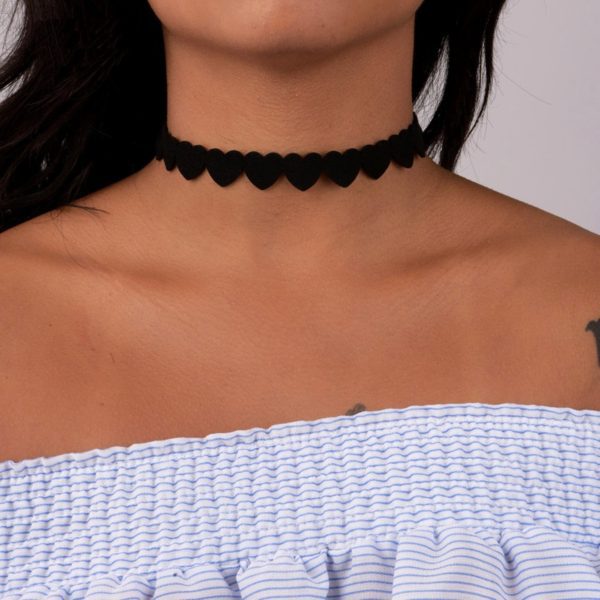 XIN05 Kadife Choker Tasma Kolye - Görsel 2