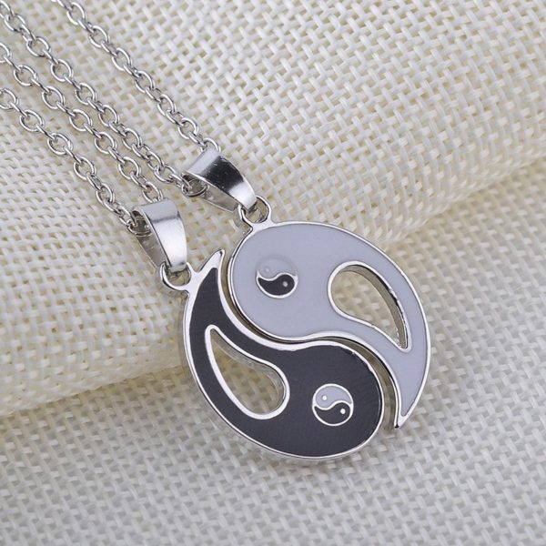 Yin Yang Siyah Beyaz Tai Chi Arkadaş Sevgili İkili Kolye - Görsel 4