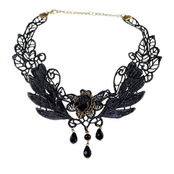 Siyah Gül Dantel Choker Kolye - Görsel 4
