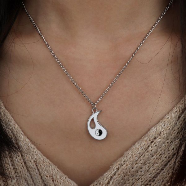 Yin Yang Siyah Beyaz Tai Chi Arkadaş Sevgili İkili Kolye - Görsel 2