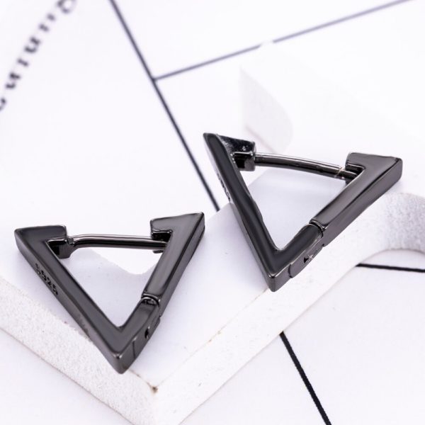 Triangle 3 Kenar Titanyum Çelik Çift Erkek Küpe
