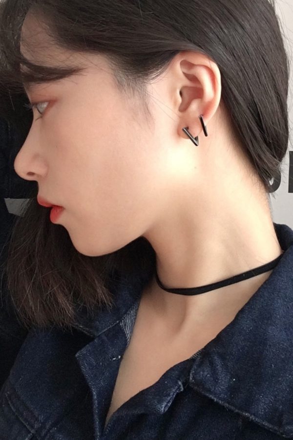 Triangle 3 Kenar Titanyum Çelik Çift Erkek Küpe - Görsel 13