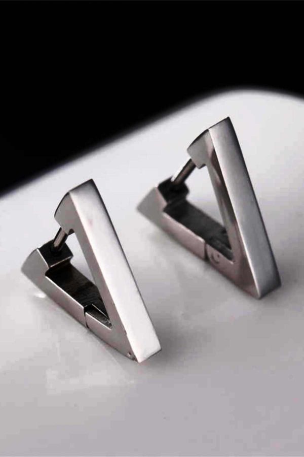 Triangle 3 Kenar Titanyum Çelik Çift Erkek Küpe - Görsel 9