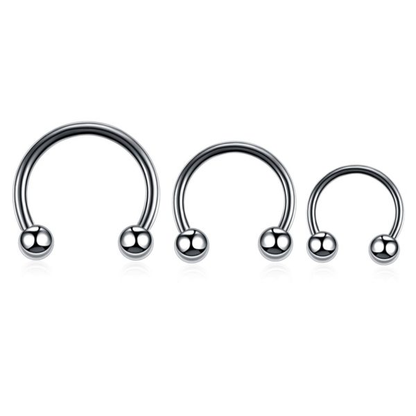 Uniseks Gümüş Gri G23 Titanyum C Toplu 3'lü Set Labret Septum Death Helix Tragus Kaş Dudak Burun Piercing - Görsel 5