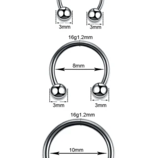 Uniseks Gümüş Gri G23 Titanyum C Toplu 3'lü Set Labret Septum Death Helix Tragus Kaş Dudak Burun Piercing