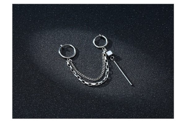 Çubuk Sarkıtlı Kıkırdak Kore Style Deliksiz Küpe - Görsel 8