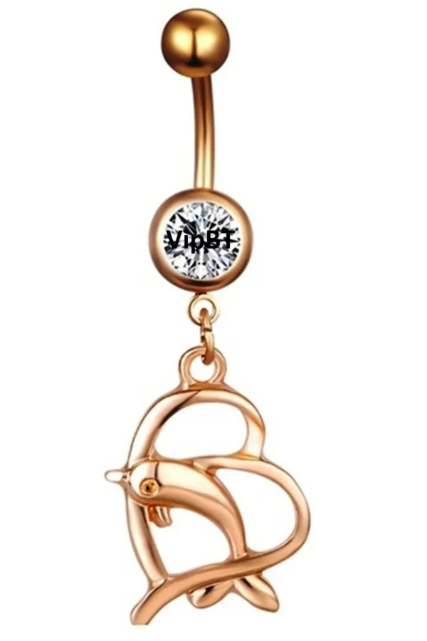 Kalpli Yunus Sarkıtlı Çelik Göbek Piercing